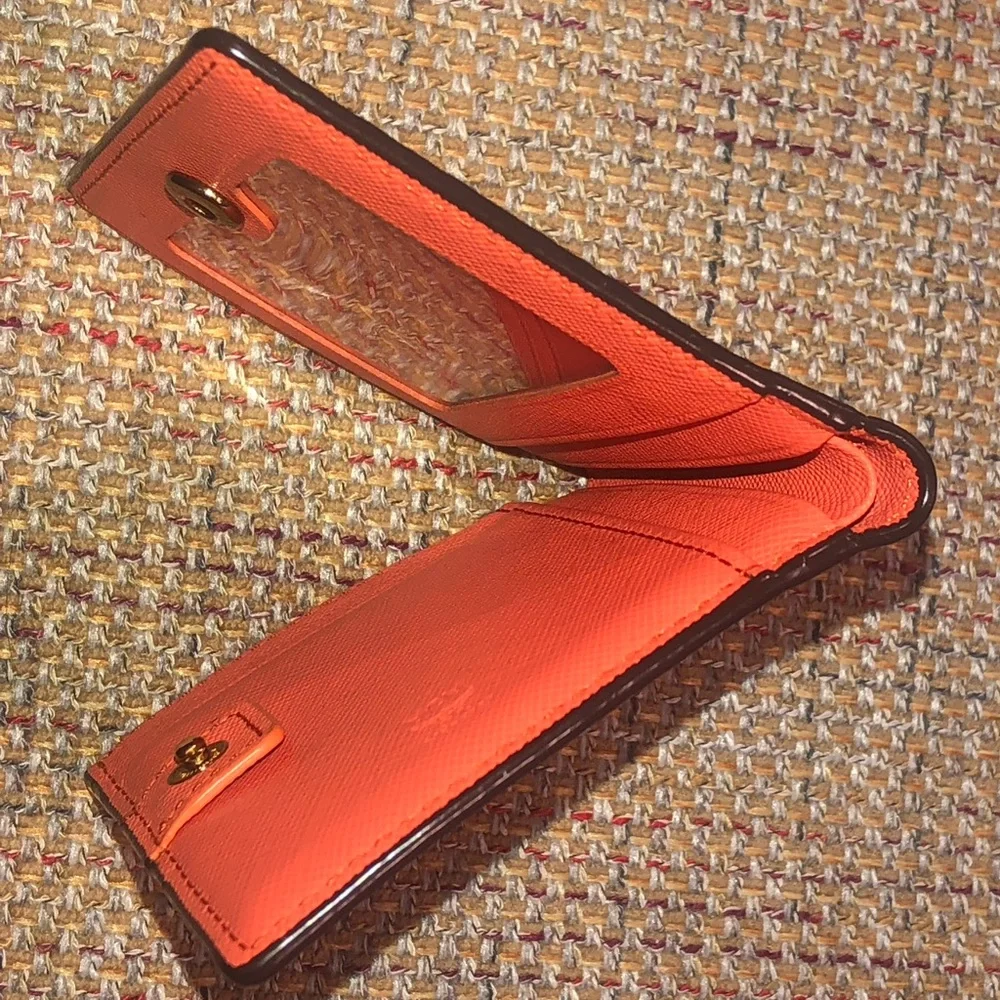MCM VICETOS Cognac Leather Monogram Gold Plaque Bifold Wallet NWOT